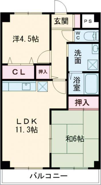 セントポーリア岸和田(2LDK/3階)の間取り写真