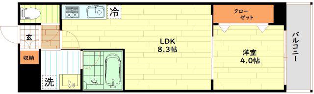 コンフォリア西天満(1LDK/10階)の間取り写真
