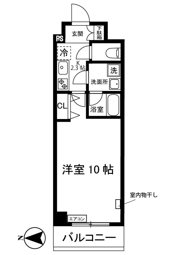 サクラグラース(1K/2階)の間取り写真