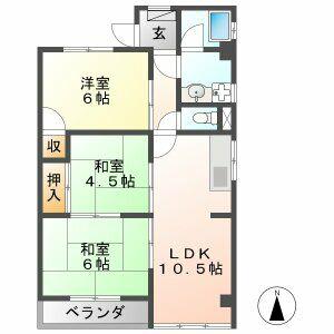 福光西ビル(3LDK/2階)の間取り写真