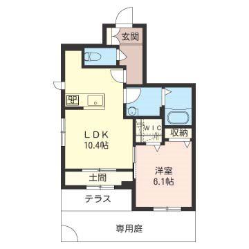シャイン ウエスト(1LDK/1階)の間取り写真