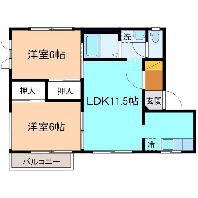 フレグランス富樫(2LDK/2階)の間取り写真