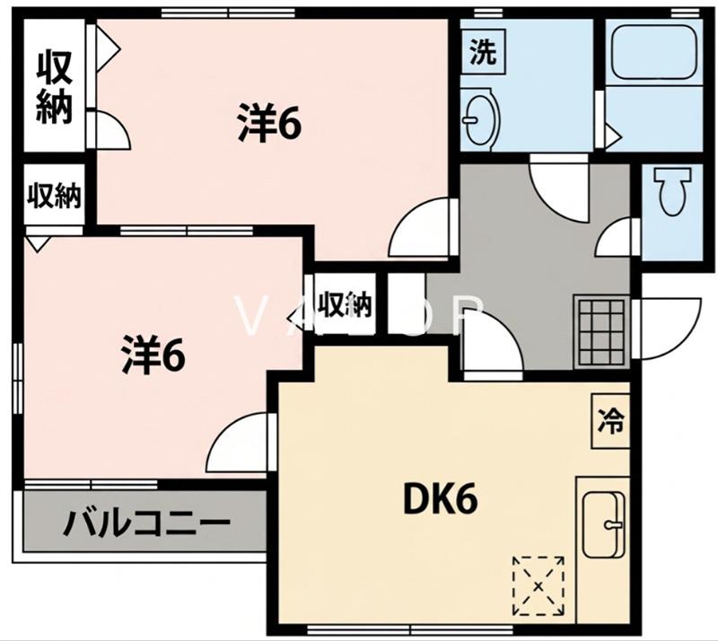 リーブルロッシュ(2DK/2階)の間取り写真