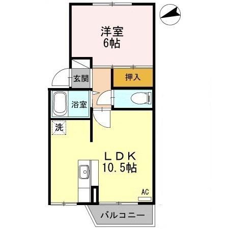 第七ドエル開洋(1LDK/2階)の間取り写真