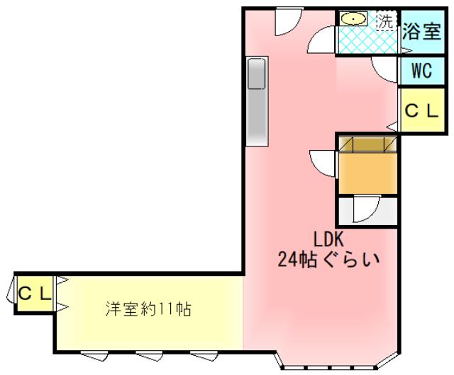 ナインローズ(1LDK/4階)の間取り写真