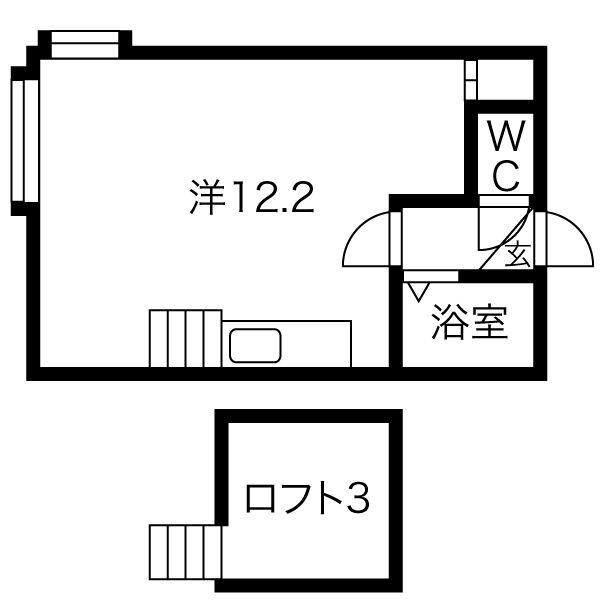 グランプリ水車町(1K/3階)の間取り写真