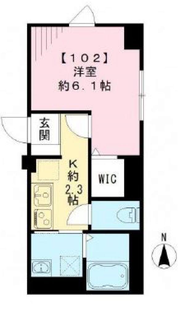 R 白金(1K/1階)の間取り写真