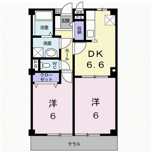 JR五能線 能代駅 バス乗車時間:11分 最寄りバス停で下車 徒歩4分 2階建 築27年(2DK/1階)の間取り写真