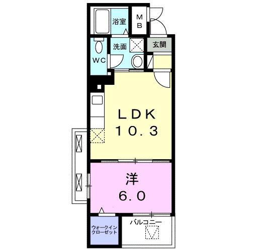 ラ プワール(1LDK/4階)の間取り写真
