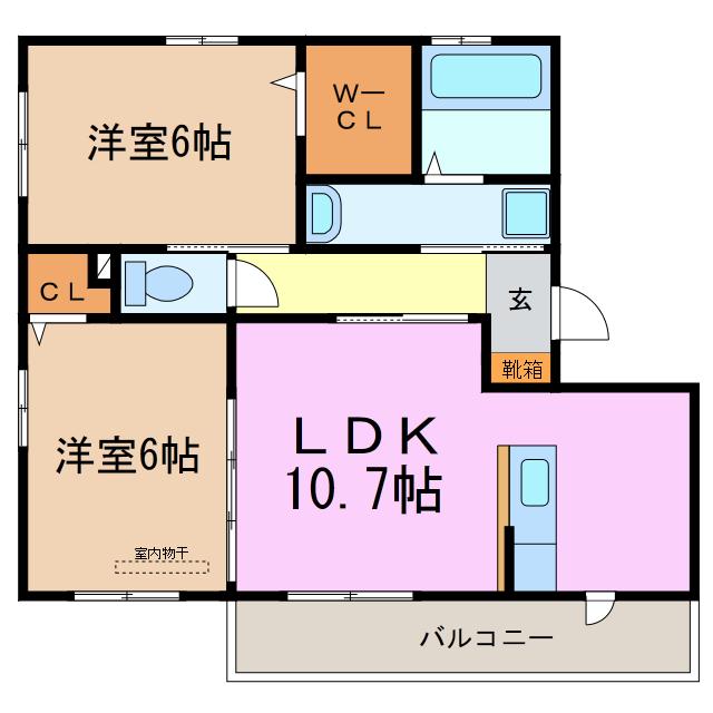 サザンクロス(2LDK/2階)の間取り写真
