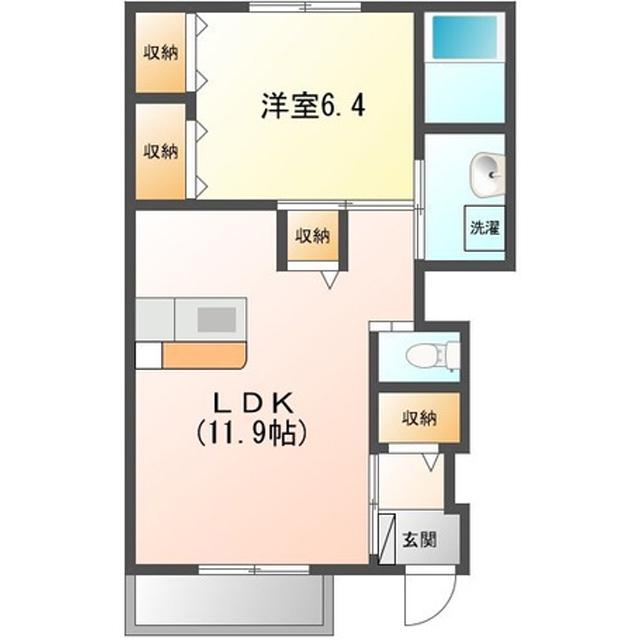 アヴァンセ(1LDK/1階)の間取り写真