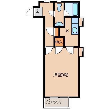 ライトハウス木原(1K/2階)の間取り写真
