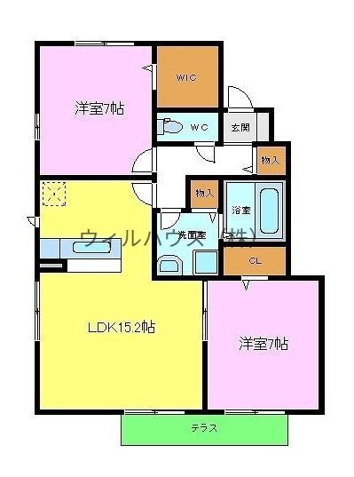 オークブレス2(2LDK/1階)の間取り写真