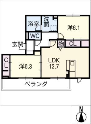 LEAFONE(2LDK/3階)の間取り写真
