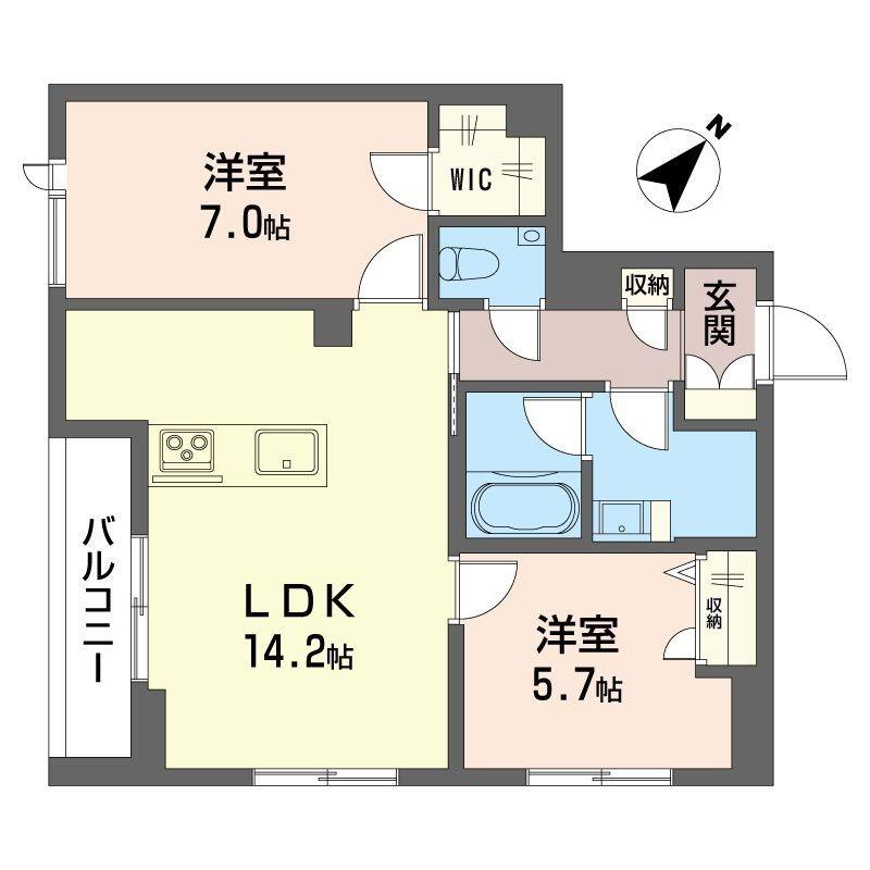 フォス 渋谷笹塚(2LDK/2階)の間取り写真