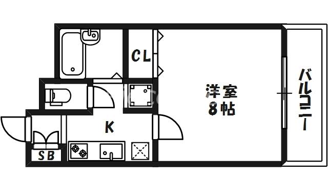 MANSION萬6(1K/3階)の間取り写真