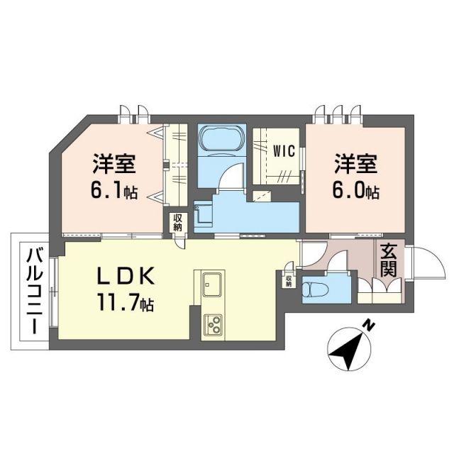 グランリビオ浦和美園 B(2LDK/1階)の間取り写真