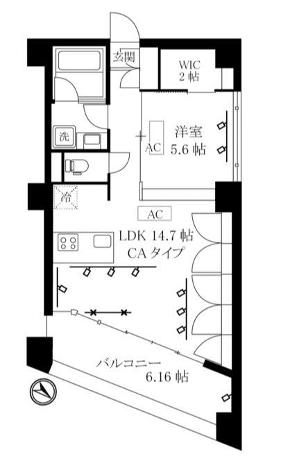 オレア日本橋浜町(1LDK/3階)の間取り写真