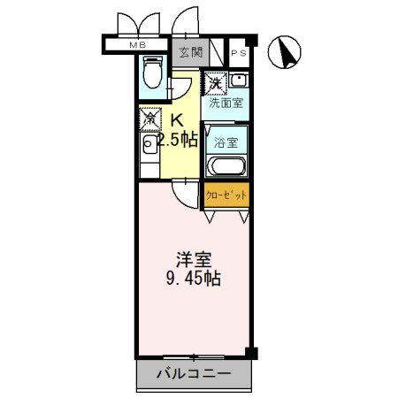 グランシャリオ(1K/2階)の間取り写真