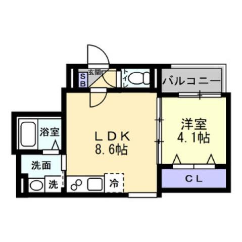 グランシェード川入(1LDK/2階)の間取り写真