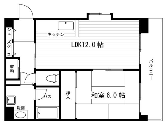 S-FORT室見(1LDK/1階)の間取り写真