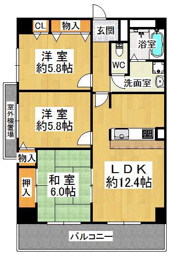 中山手シティコート(3LDK/1階)の間取り写真