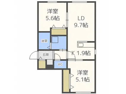 ケイメゾンワン(2LDK/4階)の間取り写真