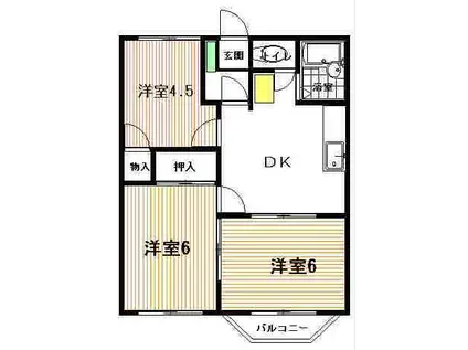 住吉コーポC(3DK/2階)の間取り写真