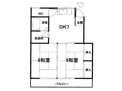 朝霧荘(2DK/2階)の間取り写真