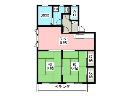 ハイムグリーンヒルA(2DK/2階)の間取り写真