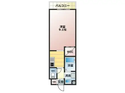 ステラウッド野中III(1K/3階)の間取り写真