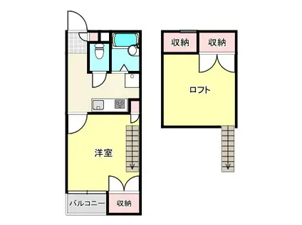 セイラBOX東貝沢B(1K/2階)の間取り写真