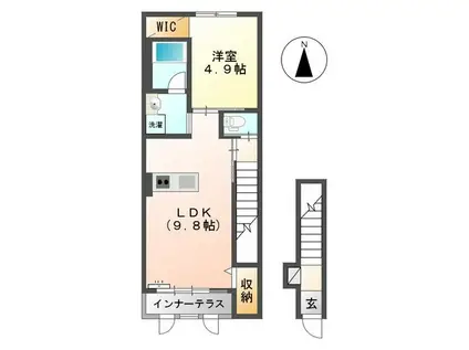 エスポア森本I(1LDK/2階)の間取り写真