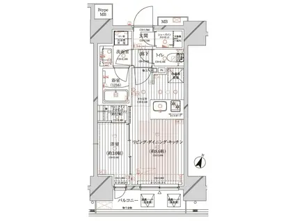 シティインデックス千葉ステーションフィールド(1LDK/13階)の間取り写真