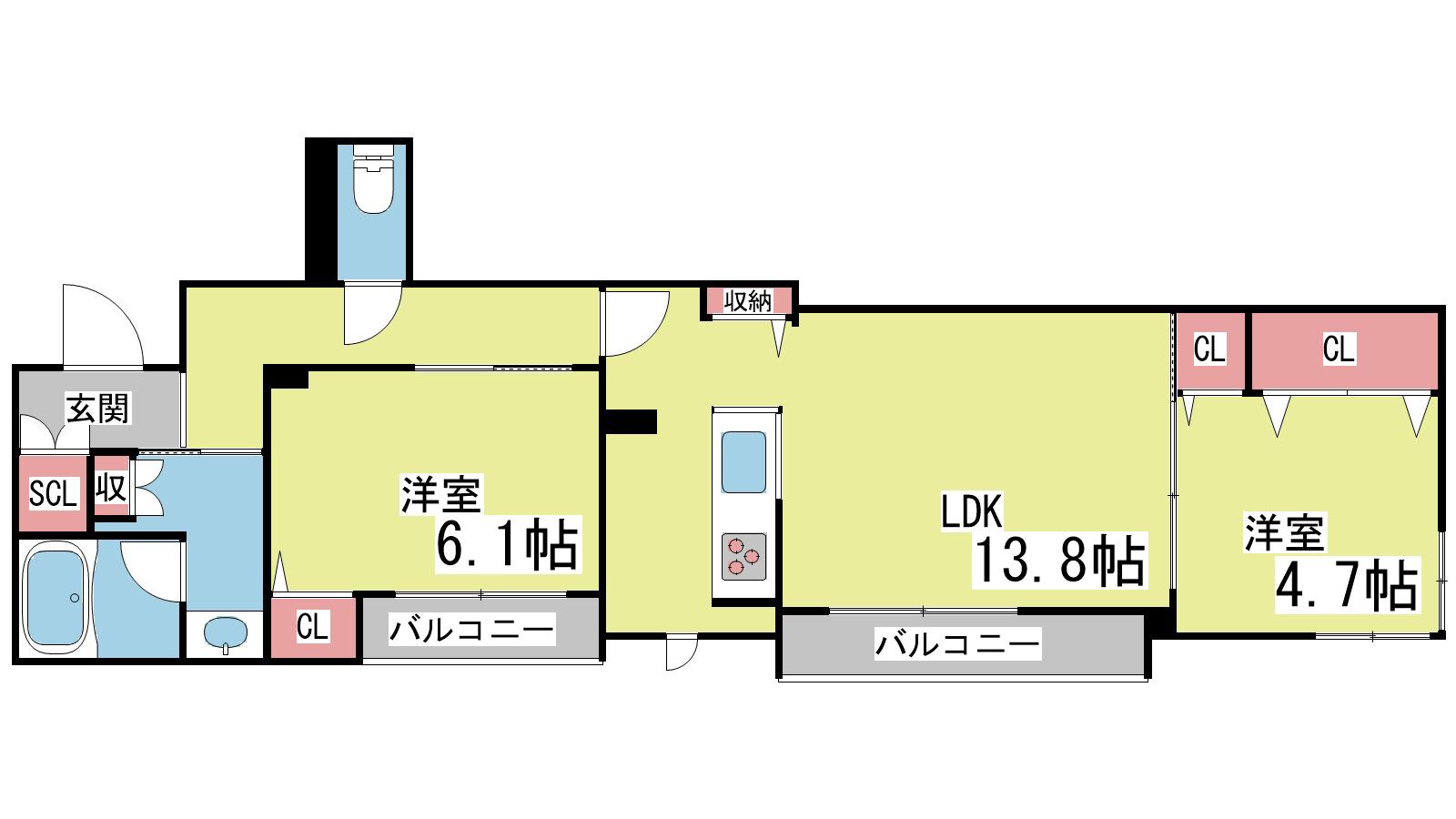 シャーメゾンガーデンズ六甲曾和(2LDK/2階)の間取り写真