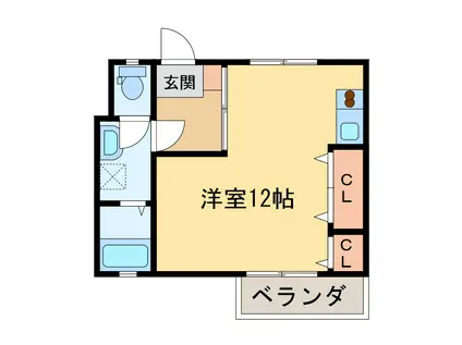 ロイヤルハイツ新田(ワンルーム/2階)の間取り写真