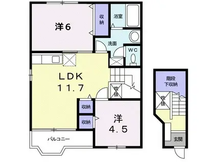 ノ-ブル・ハイムII(2LDK/2階)の間取り写真
