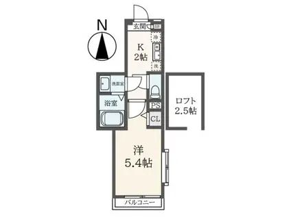 メルディア八王子長沼(1K/2階)の間取り写真
