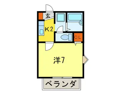 コンフォール売布(1K/2階)の間取り写真
