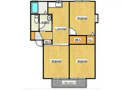 ファミールハイツこもりのB(3DK/2階)の間取り写真