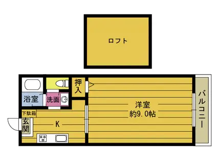ベルクレール牧(1K/2階)の間取り写真