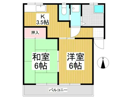 サンテラス東部(2K/2階)の間取り写真