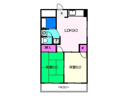 クレセントカシダII(2LDK/3階)の間取り写真