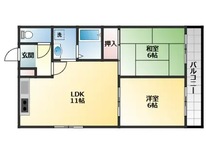 タウンコート鎮西(2LDK/2階)の間取り写真