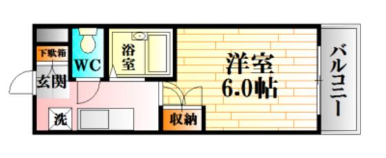 ONビル(1K/3階)の間取り写真