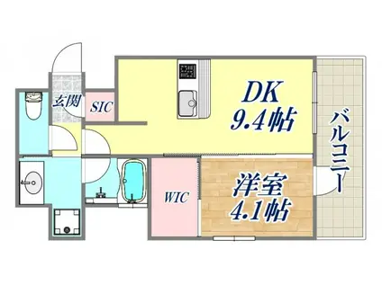 エステムコート新神戸2駅前山手(1DK/9階)の間取り写真