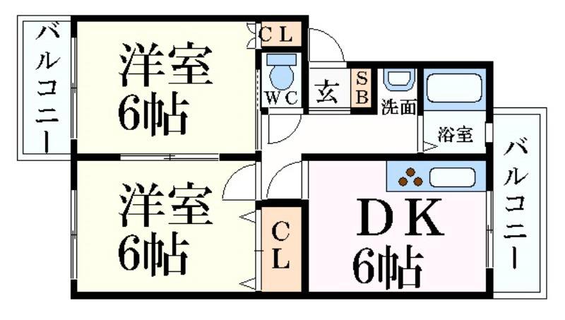 グリーンヒルズ土山(2DK/3階)の間取り写真