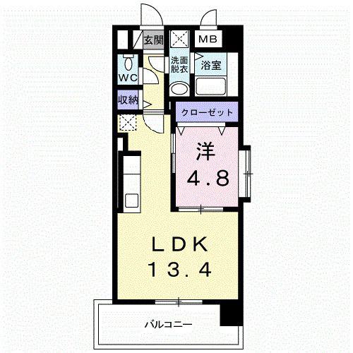 OSANPO上津(1LDK/4階)の間取り写真