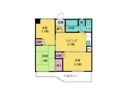 ピアチェーヴォレ(3DK/6階)の間取り写真