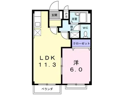 メゾンハナブサI(1LDK/2階)の間取り写真